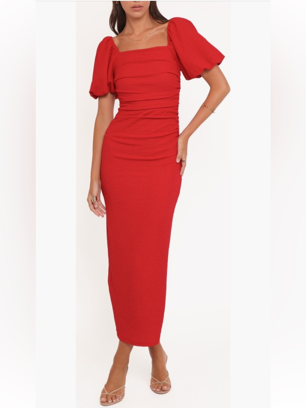 Petal & Pup Cary‎ Ruched Sheath Dress Size 8 Red